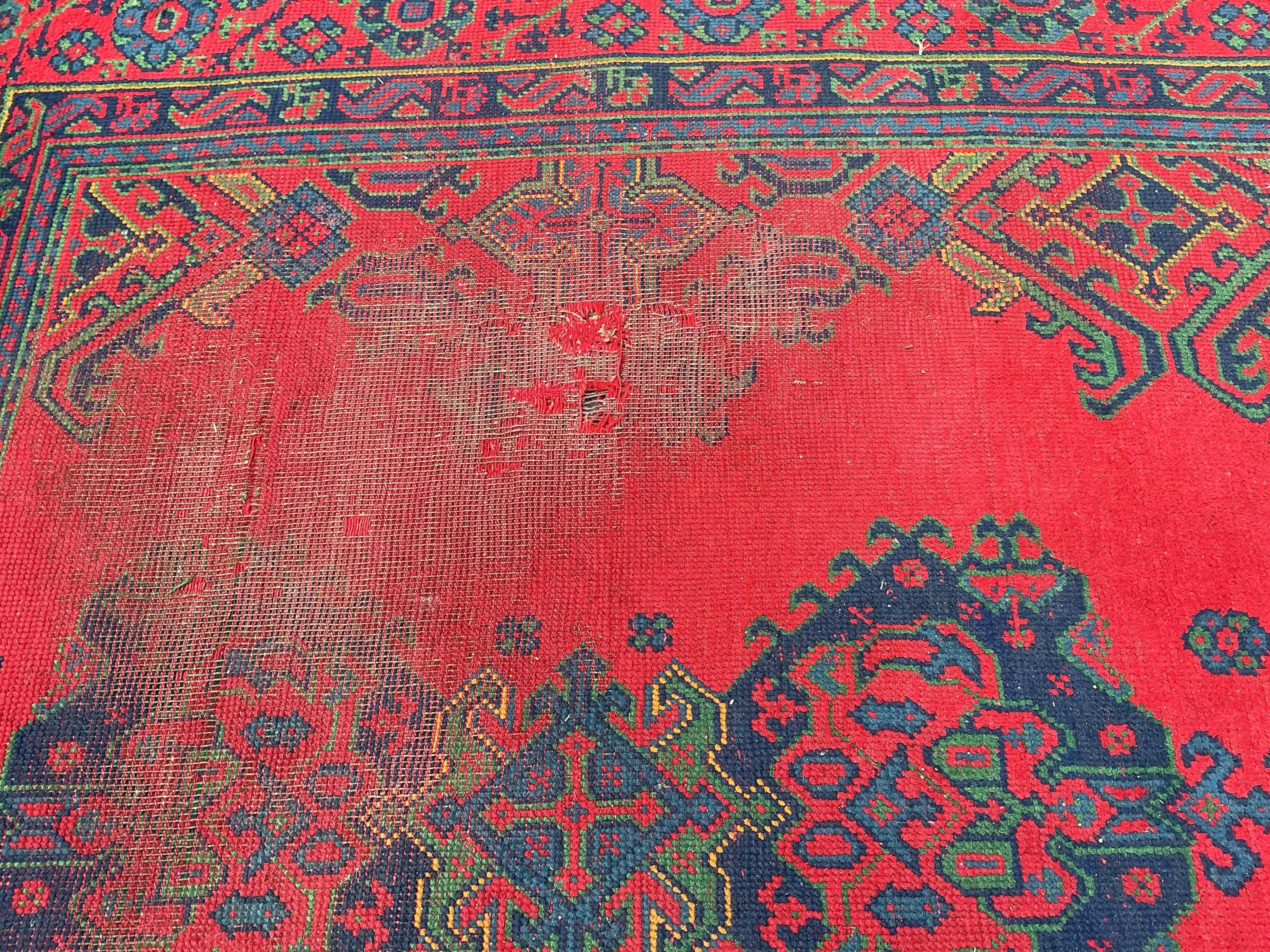 An early 20th century Afghan red ground carpet, 445 x 375cm
